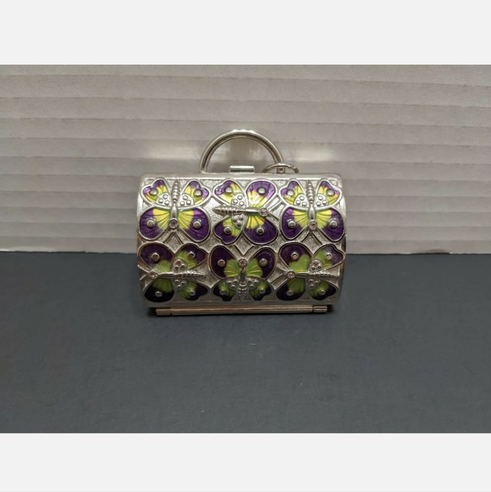 JUDITH LEIBER Miniature Purse Pill Trinket Box Enamel Metal by Neiman Marcus